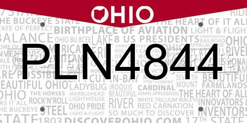 PLN4844 Ohio License Plate