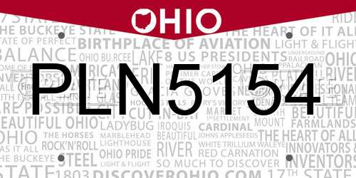 PLN5154 Ohio License Plate