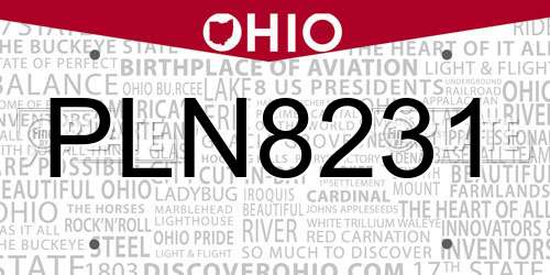 PLN8231 Ohio License Plate