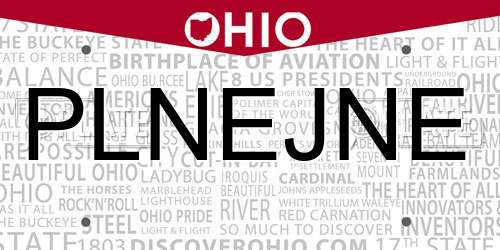 PLNEJNE Ohio License Plate
