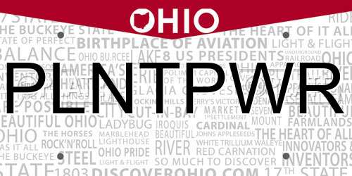 PLNTPWR Ohio License Plate