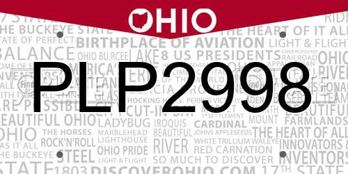 PLP2998 Ohio License Plate