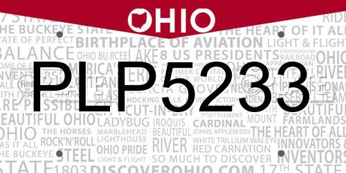 PLP5233 Ohio License Plate