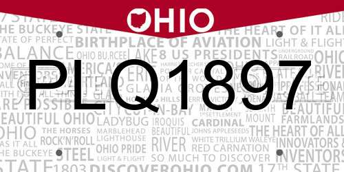 PLQ1897 Ohio License Plate