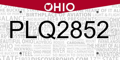 PLQ2852 Ohio License Plate
