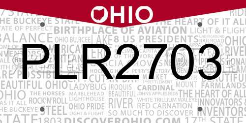 PLR2703 Ohio License Plate