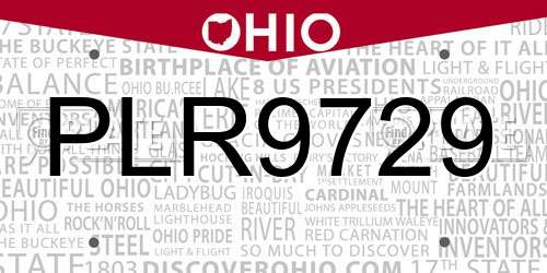PLR9729 Ohio License Plate