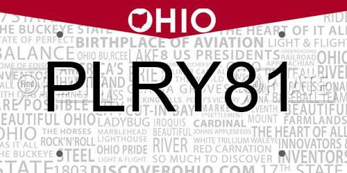 PLRY81 Ohio License Plate