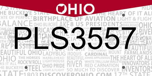 PLS3557 Ohio License Plate