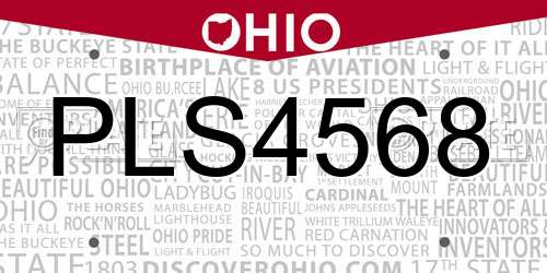 PLS4568 Ohio License Plate