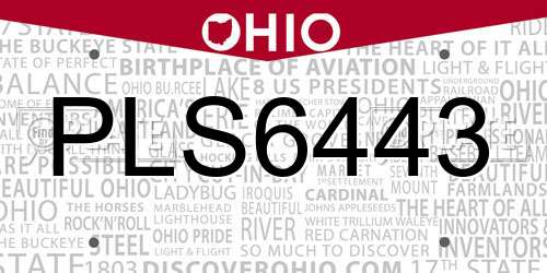 PLS6443 Ohio License Plate
