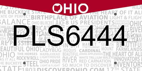 PLS6444 Ohio License Plate