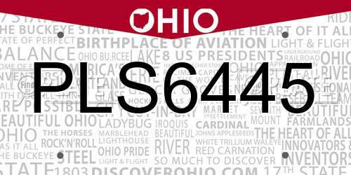 PLS6445 Ohio License Plate