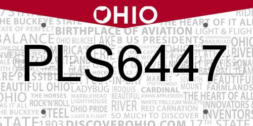 PLS6447 Ohio License Plate