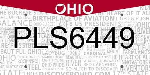 PLS6449 Ohio License Plate