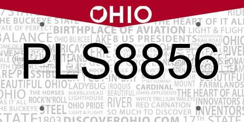 PLS8856 Ohio License Plate