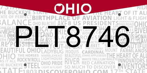 PLT8746 Ohio License Plate
