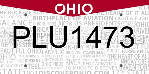 PLU1473 Ohio License Plate
