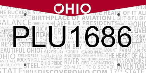 PLU1686 Ohio License Plate