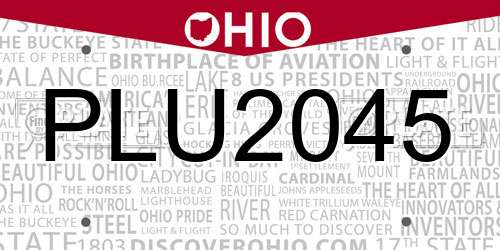 PLU2045 Ohio License Plate