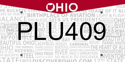 PLU409 Ohio License Plate