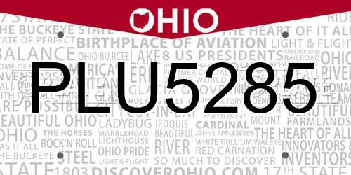 PLU5285 Ohio License Plate