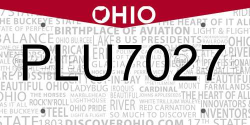 PLU7027 Ohio License Plate