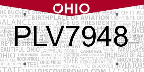 PLV7948 Ohio License Plate