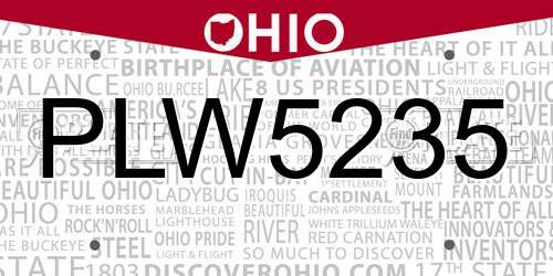 PLW5235 Ohio License Plate