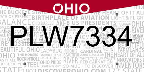PLW7334 Ohio License Plate