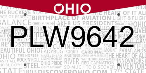 PLW9642 Ohio License Plate