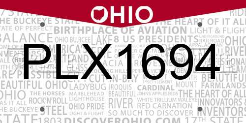 PLX1694 Ohio License Plate