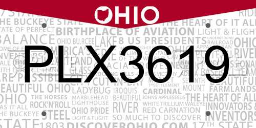 PLX3619 Ohio License Plate