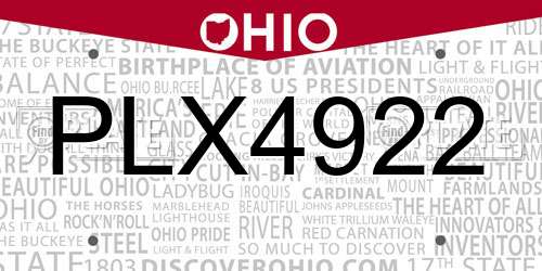 PLX4922 Ohio License Plate