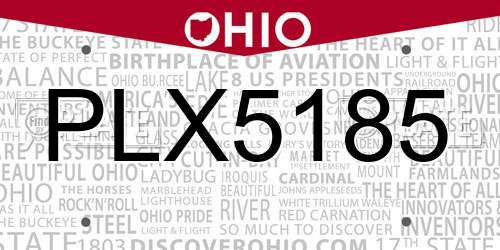 PLX5185 Ohio License Plate