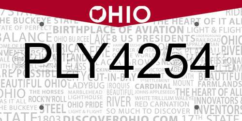 PLY4254 Ohio License Plate
