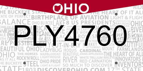 PLY4760 Ohio License Plate