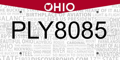 PLY8085 Ohio License Plate