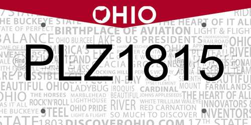 PLZ1815 Ohio License Plate