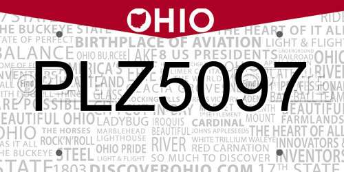 PLZ5097 Ohio License Plate