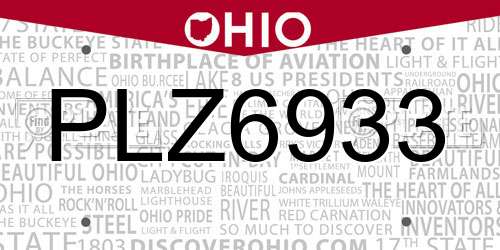 PLZ6933 Ohio License Plate