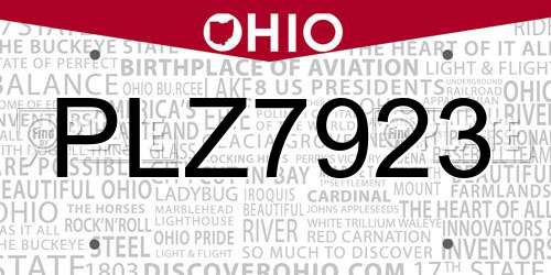 PLZ7923 Ohio License Plate