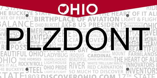 PLZDONT Ohio License Plate