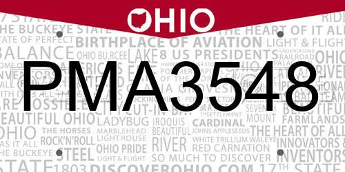 PMA3548 Ohio License Plate