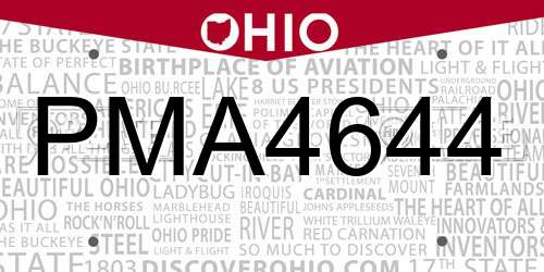 PMA4644 Ohio License Plate