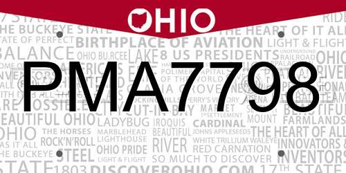 PMA7798 Ohio License Plate