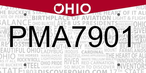 PMA7901 Ohio License Plate