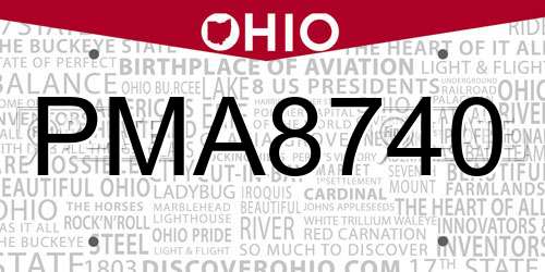 PMA8740 Ohio License Plate
