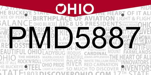 PMD5887 Ohio License Plate