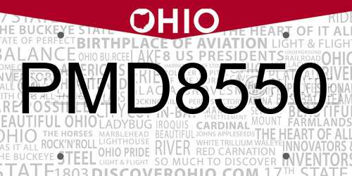 PMD8550 Ohio License Plate